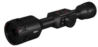ATN THOR4 2.5-25x thermal rifle scope. Features 16 hours of battery life and automatic recoil activated video recording.